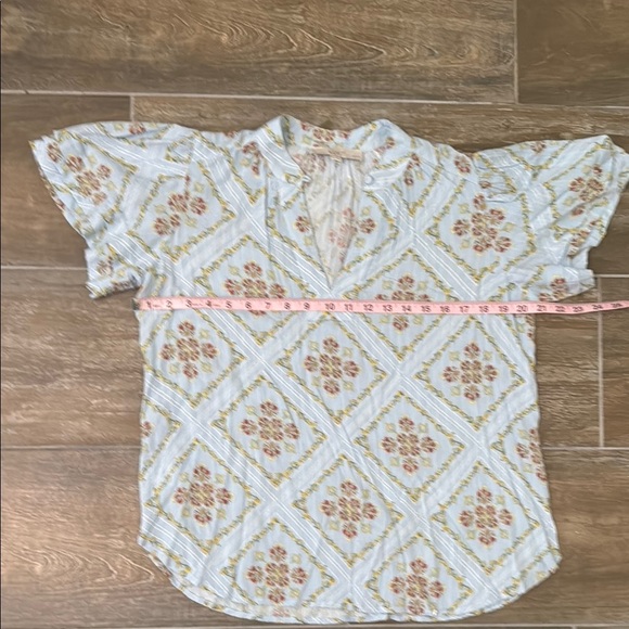 LOFT Blue Buttoned Blouse with Mandarin Collar - Picture 7 of 9